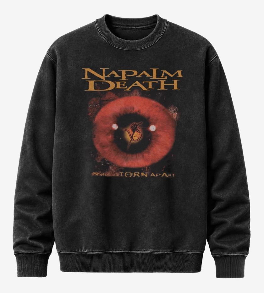 Poleron Polo Acid Wash Negro de Napalm Death Inside the Torn Apart