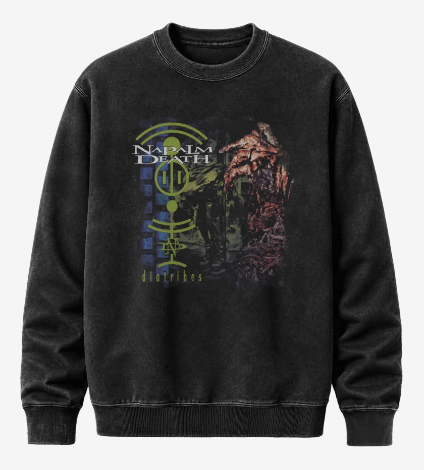 Poleron Polo Acid Wash Negro de Napalm Death Diatribes