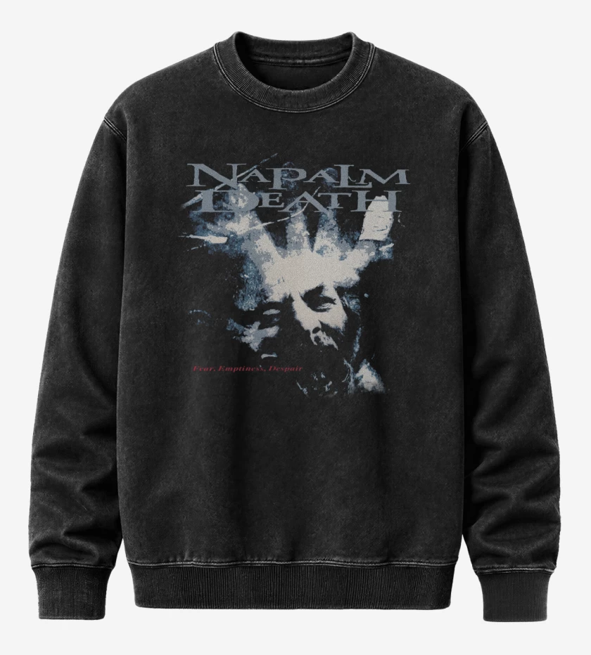 Poleron Polo Acid Wash Negro de Napalm Death Fear Emptiness Despair