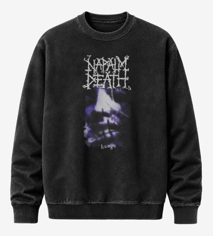 Poleron Polo Acid Wash Negro de Napalm Death Hung