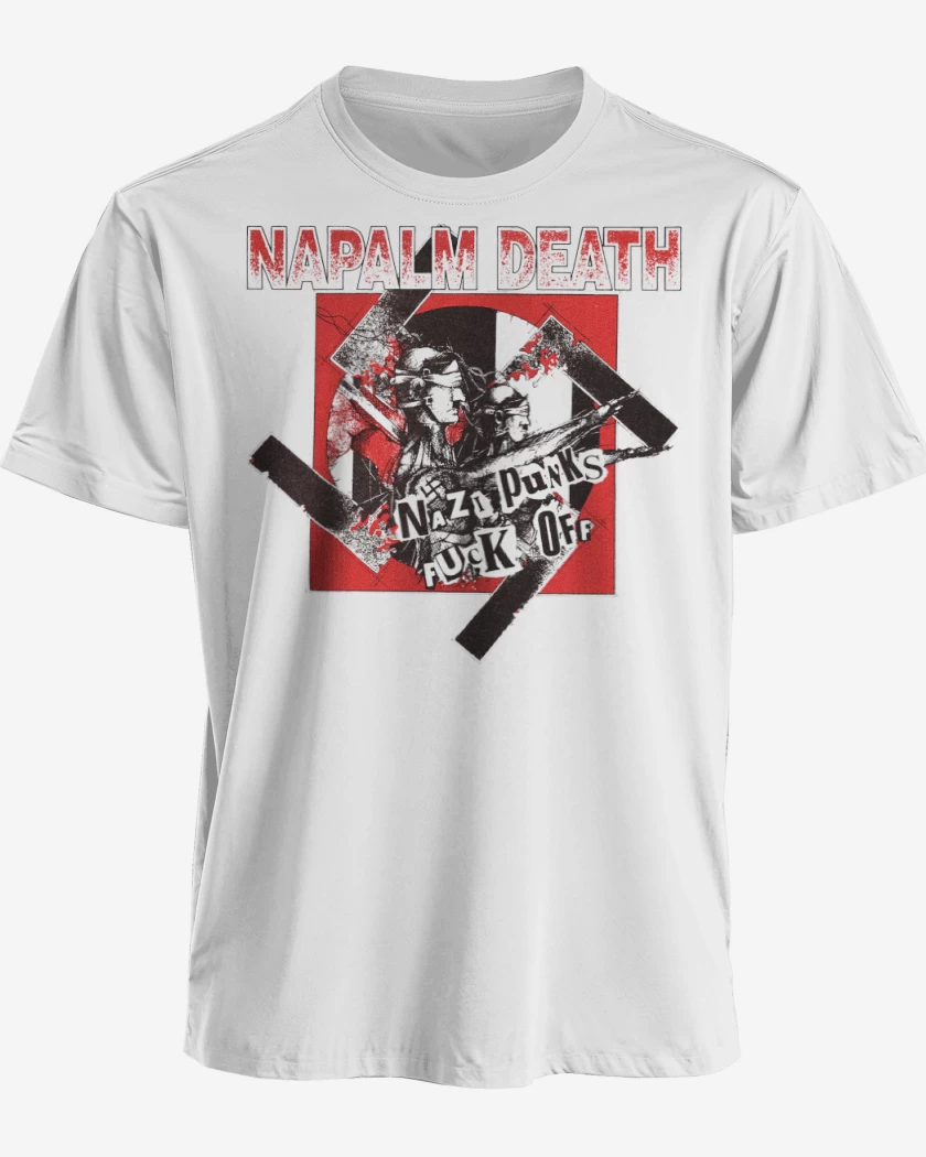 Polera premium Blanco de Napalm Death Fuck Off