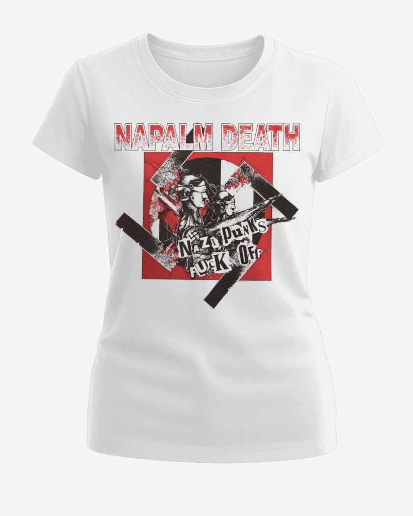 Polera de Mujer Blanco de Napalm Death Fuck Off