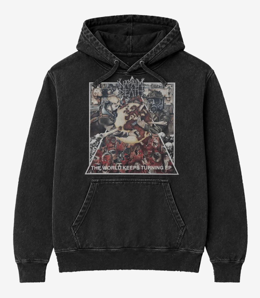 Poleron Canguro Acid Wash Negro de Napalm Death The World Keeps Turning