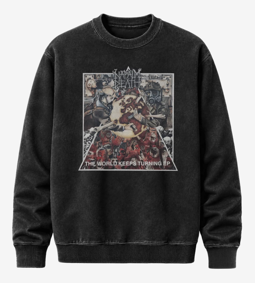 Poleron Polo Acid Wash Negro de Napalm Death The World Keeps Turning