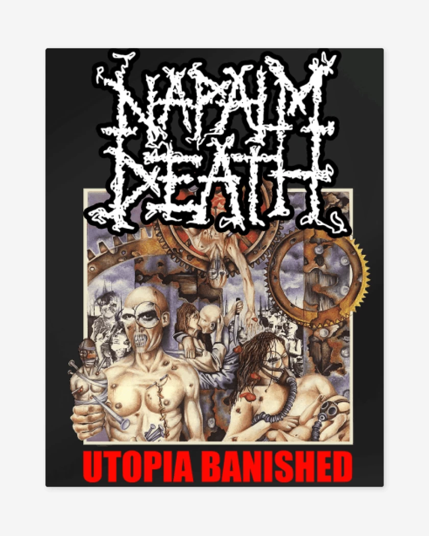 Print metalico Negro de Napalm Death Utopia Banished
