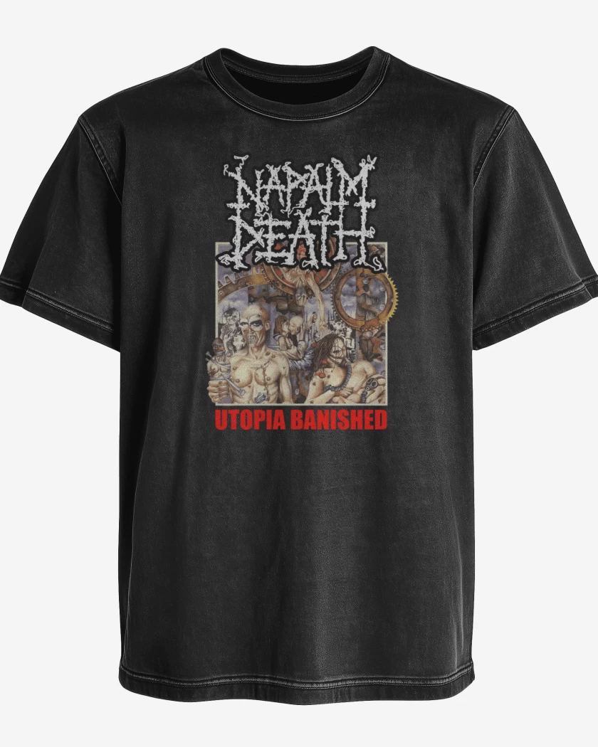 Polera desgastada Negro de Napalm Death Utopia Banished