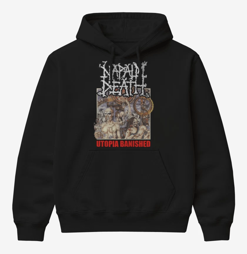 Poleron Canguro básico Negro de Napalm Death Utopia Banished