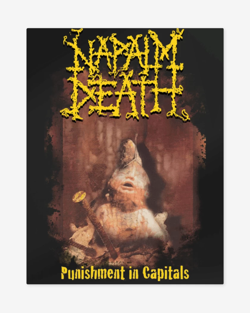Print metalico Negro de Napalm Death Punishment in Capitals