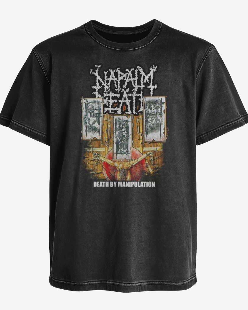 Polera desgastada Napalm Death Death by Manipulation