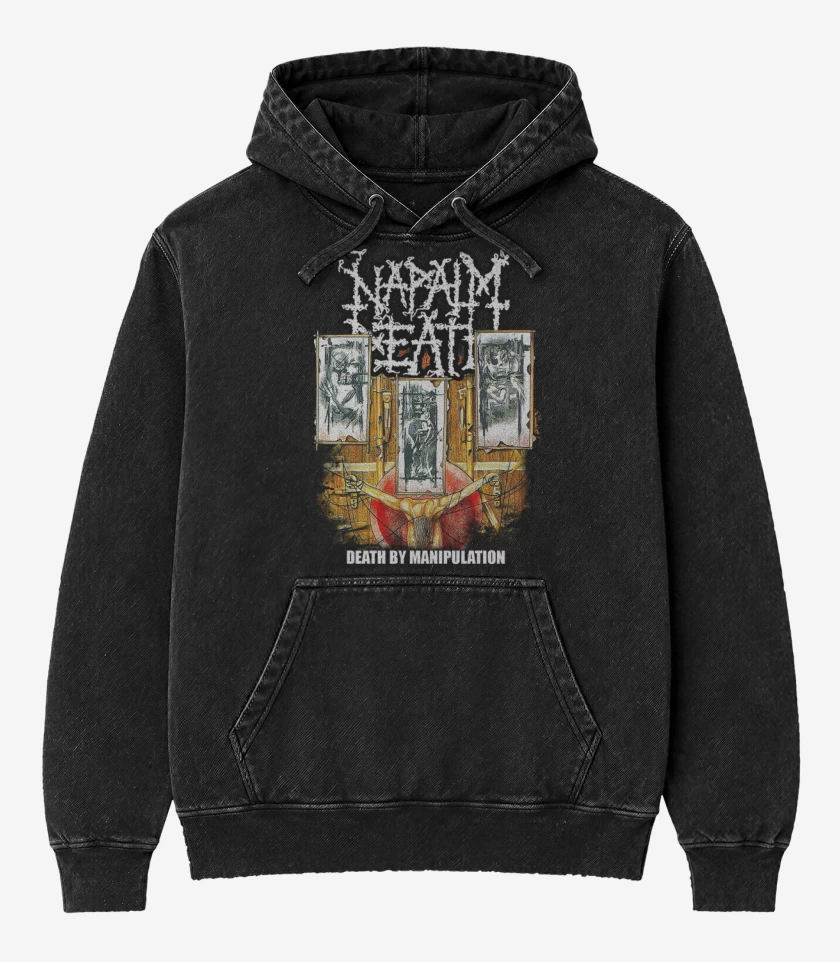 Poleron Canguro Acid Wash Negro de Napalm Death Death by Manipulation