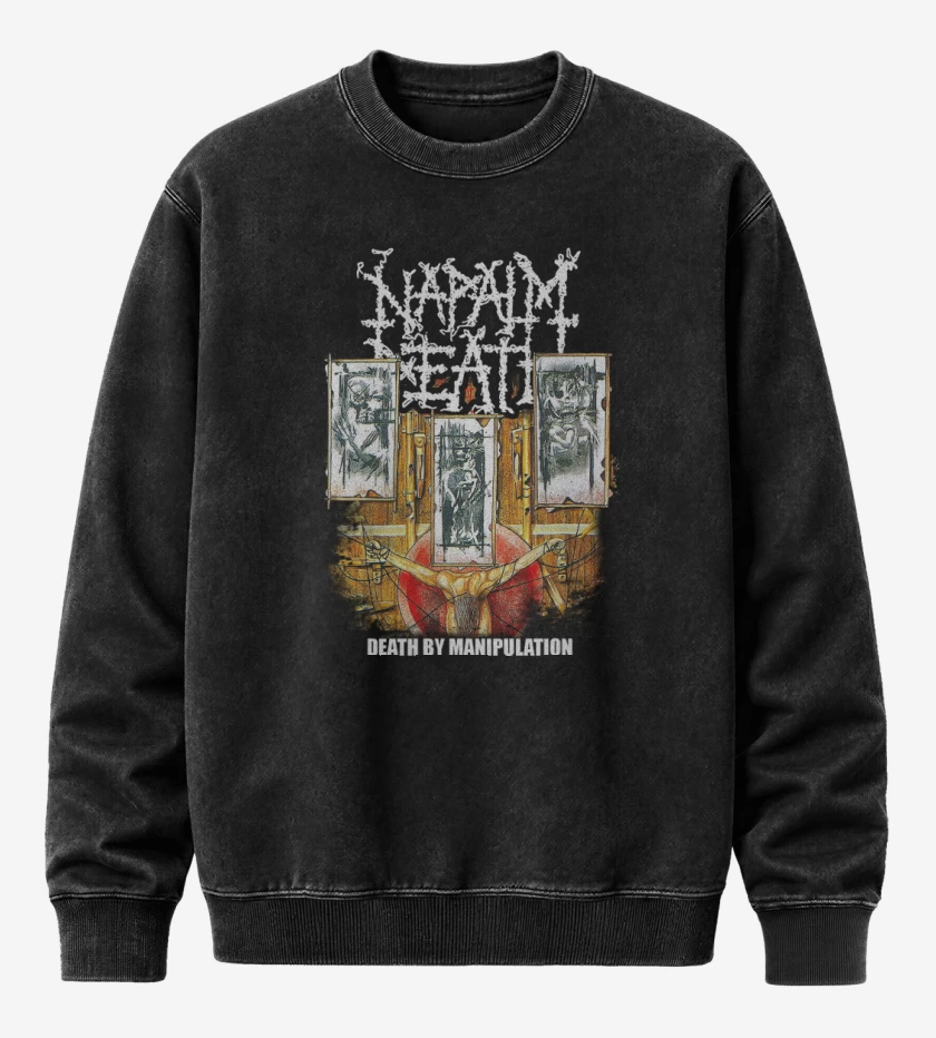 Poleron Polo Acid Wash Negro de Napalm Death Death by Manipulation
