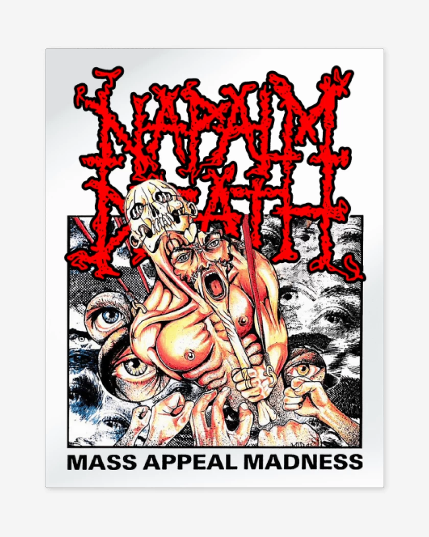 Print metalico Blanco de Napalm Death Mass Appeal Madness