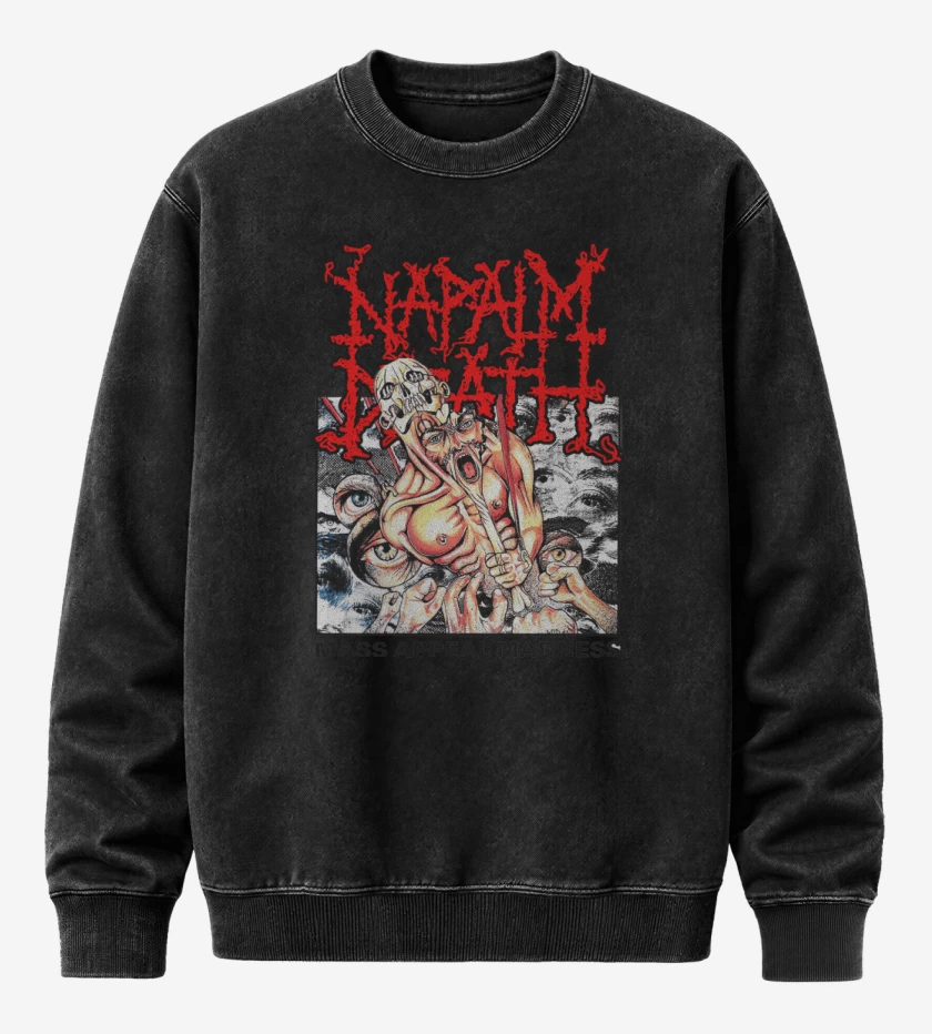 Poleron Polo Acid Wash Negro de Napalm Death Mass Appeal Madness