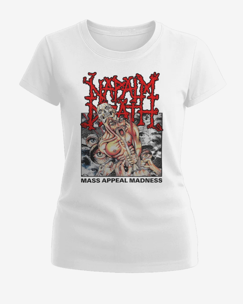 Polera de Mujer Blanco de Napalm Death Mass Appeal Madness