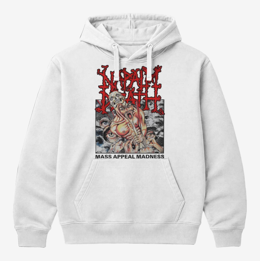 Polerón Canguro Blanco de Napalm Death Mass Appeal Madness