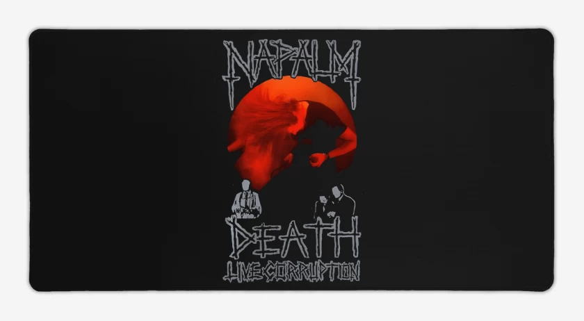 Mouse pad Gamer Negro de Napalm Death Live Corruption 1990