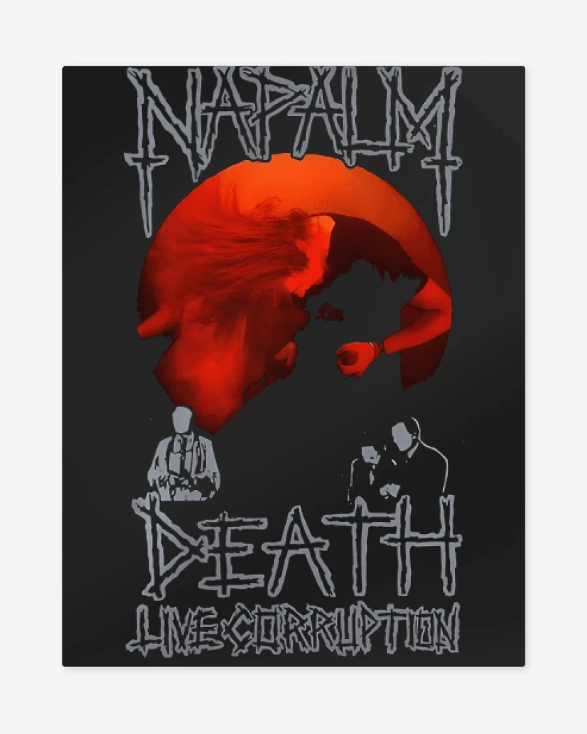 Print metalico Negro de Napalm Death Live Corruption 1990