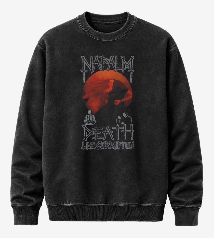 Poleron Polo Acid Wash Negro de Napalm Death Live Corruption 1990