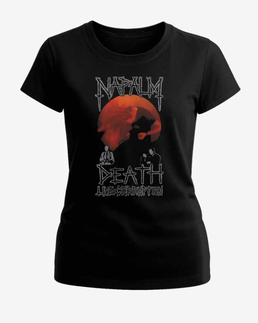 Polera de Mujer Negro de Napalm Death Live Corruption 1990