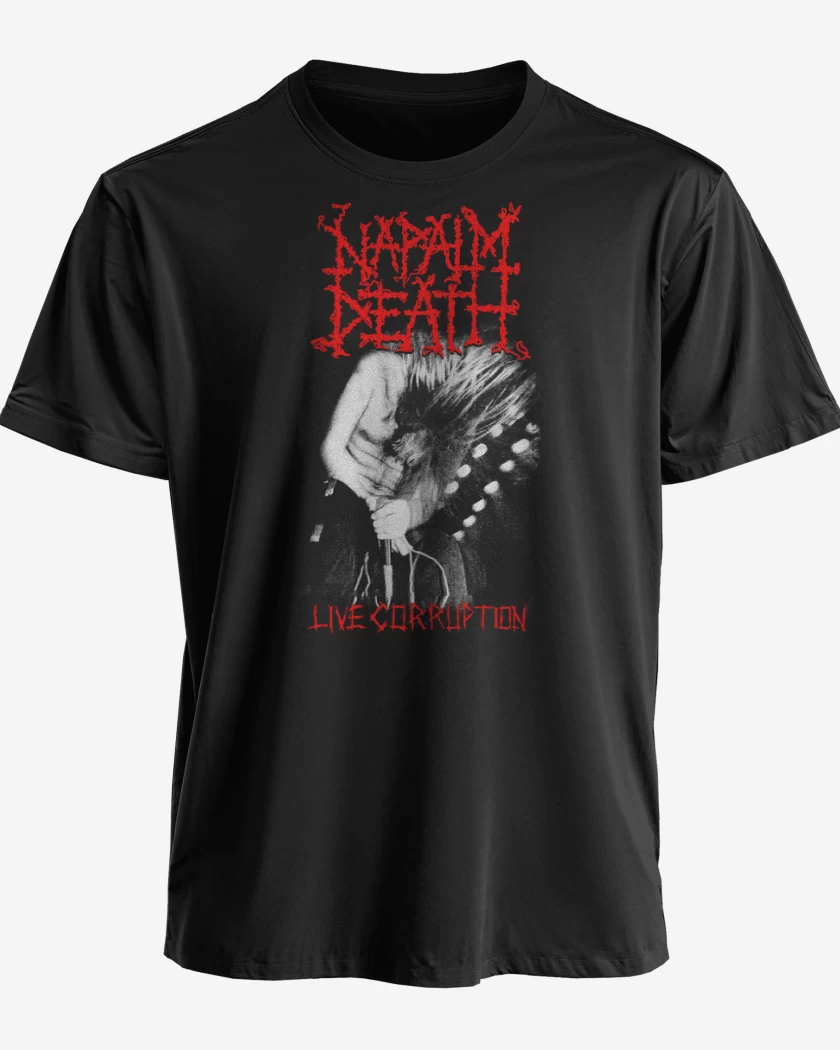 Polera premium Negro de Napalm Death Live Corruption