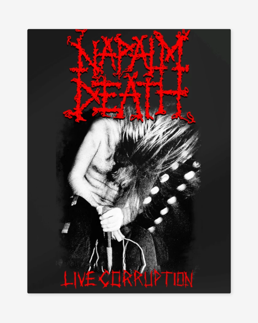 Print metalico Negro de Napalm Death Live Corruption