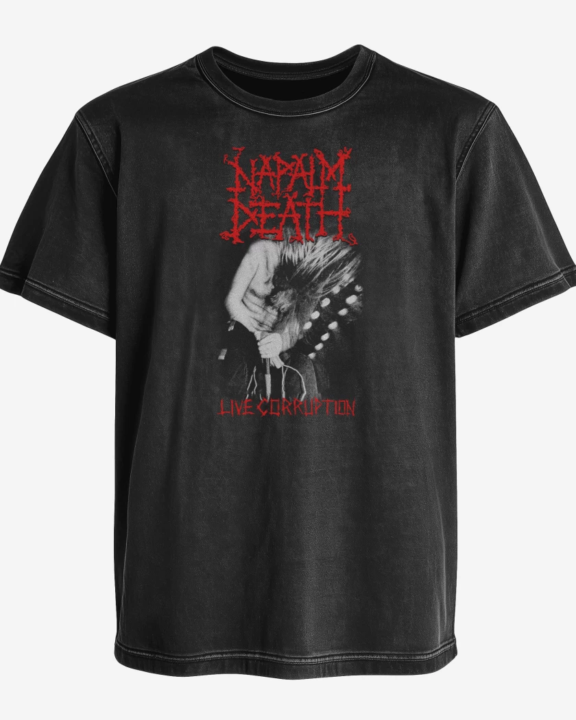 Polera desgastada Negro de Napalm Death Live Corruption