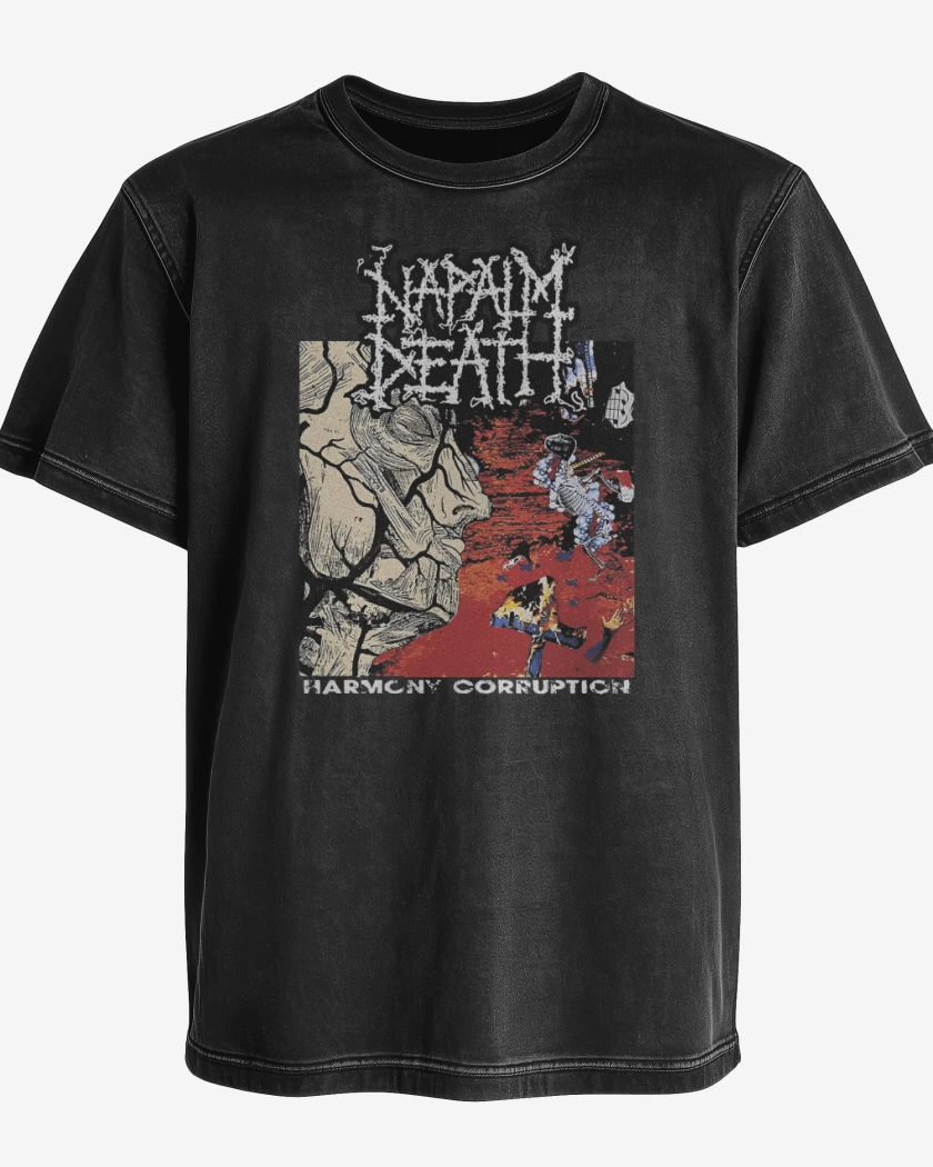 Polera desgastada Napalm Death Harmony Corruption