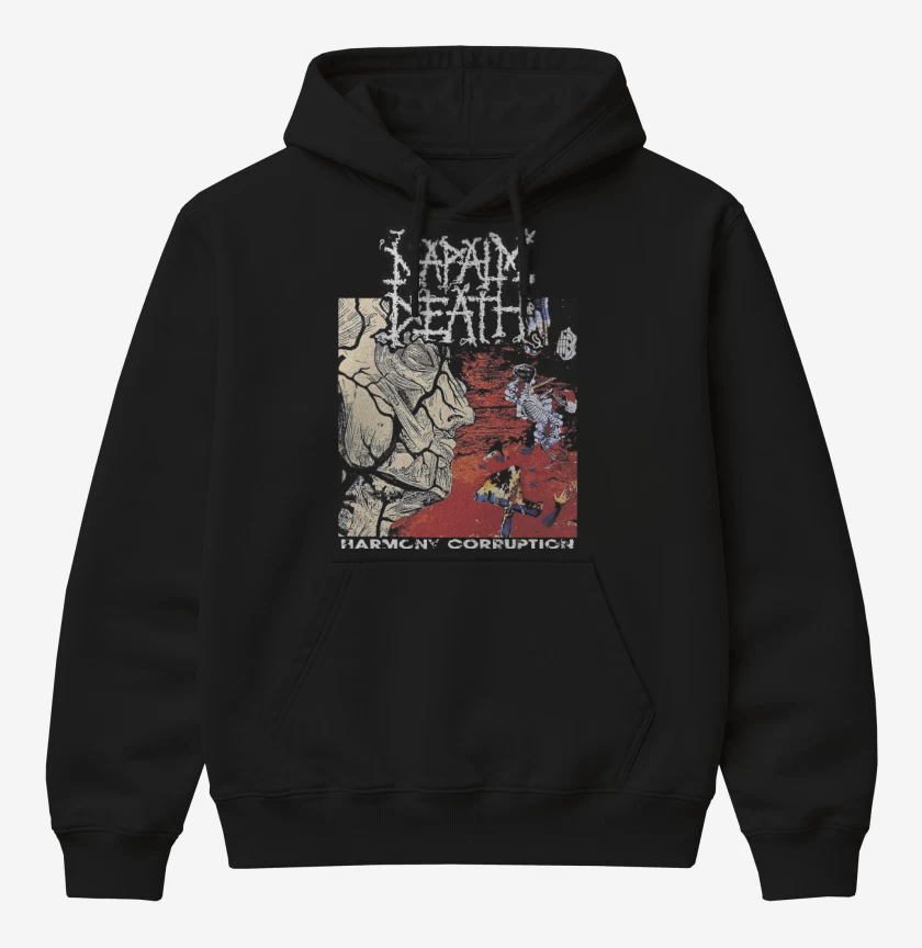 Poleron Canguro básico Negro de Napalm Death Harmony Corruption