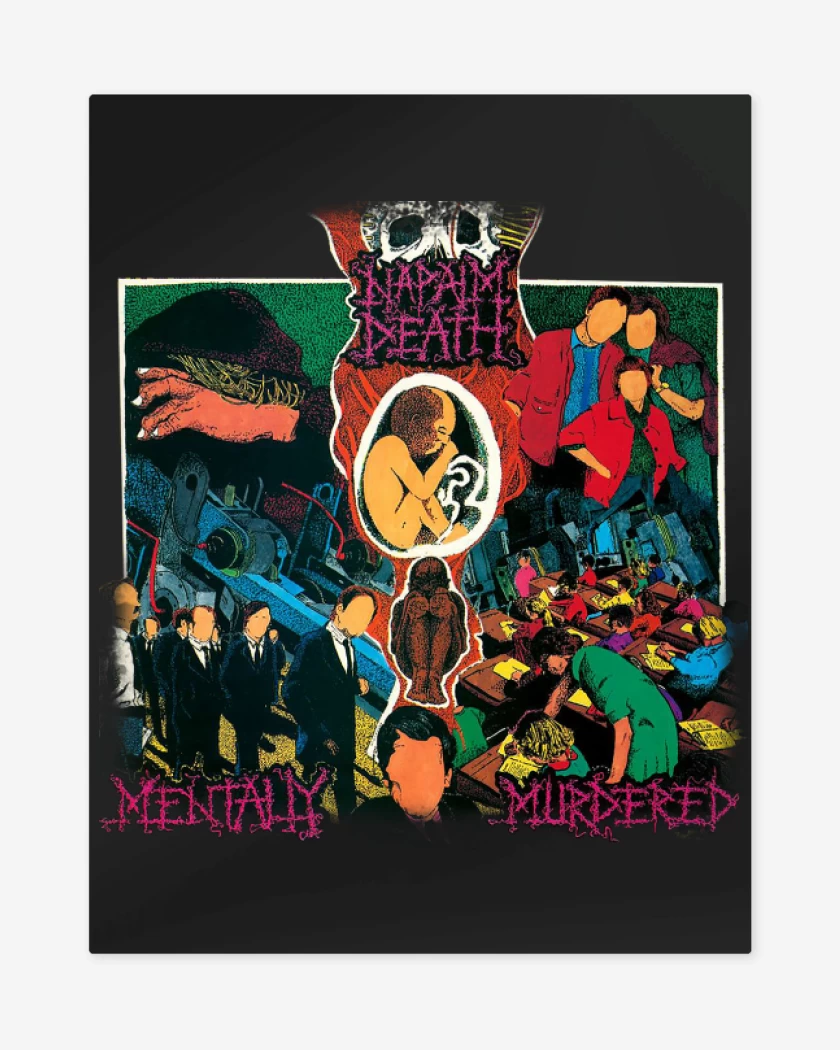 Print metalico Negro de Napalm Death Mentally Murdered