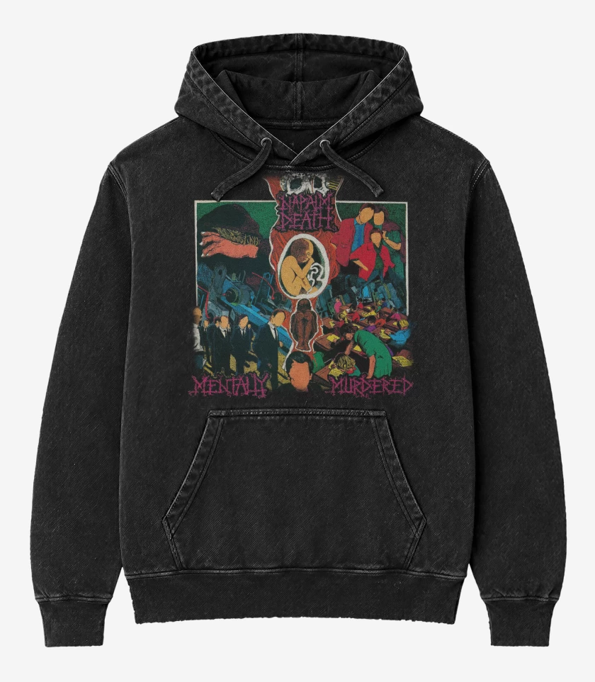 Poleron Canguro Acid Wash Negro de Napalm Death Mentally Murdered