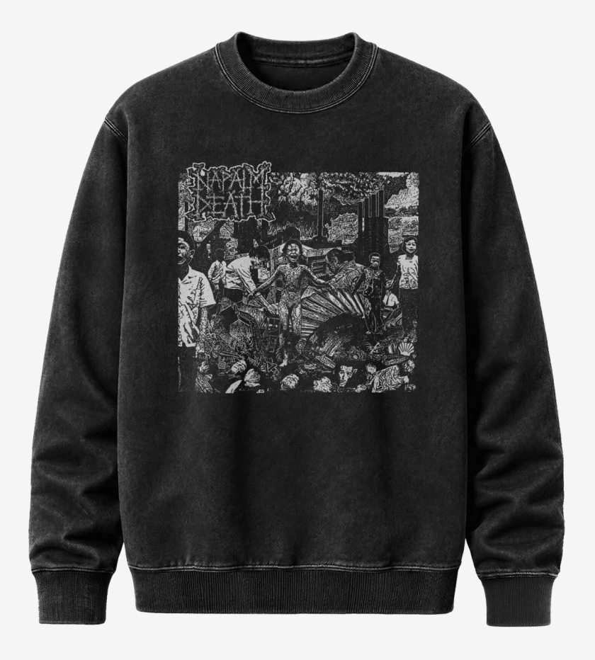 Poleron Polo Acid Wash Negro de Napalm Death Live Ep