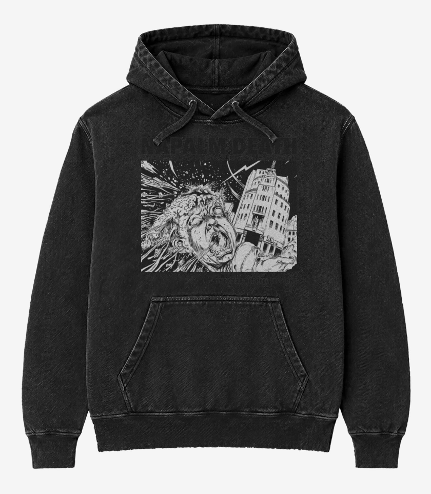 Poleron Canguro Acid Wash Negro de Napalm Death Peel Sessions