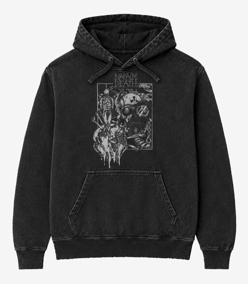 Poleron Canguro Acid Wash Negro de Napalm Death Corruption