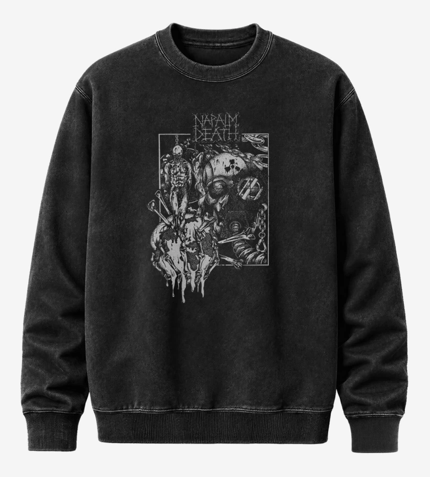 Poleron Polo Acid Wash Negro de Napalm Death Corruption