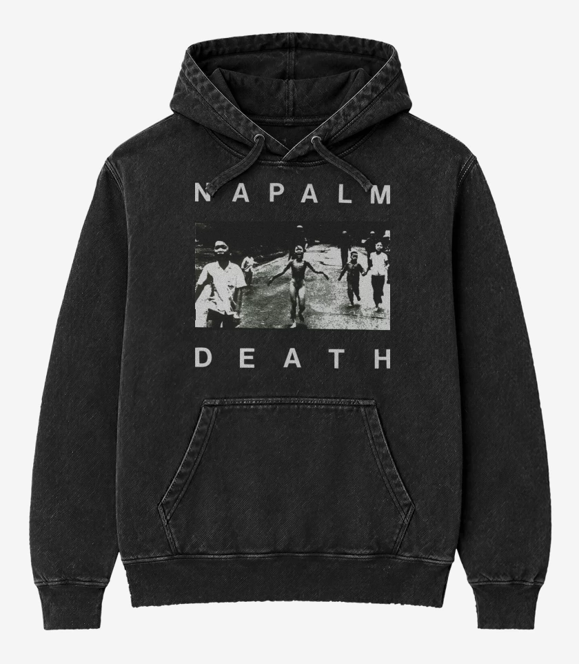 Poleron Canguro Acid Wash Negro de Napalm Death The Curse