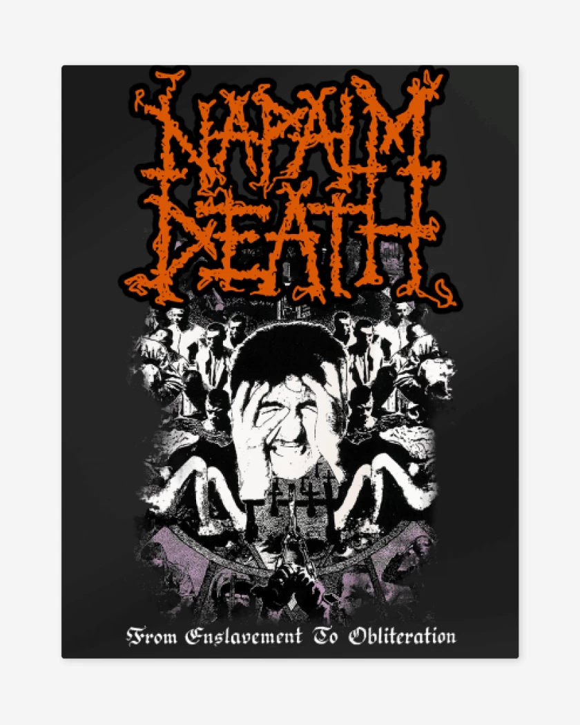 Print metalico Negro de Napalm Death From Enslavement to Obliteration