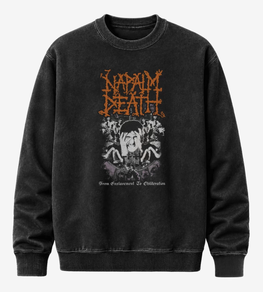 Poleron Polo Acid Wash Negro de Napalm Death From Enslavement to Obliteration