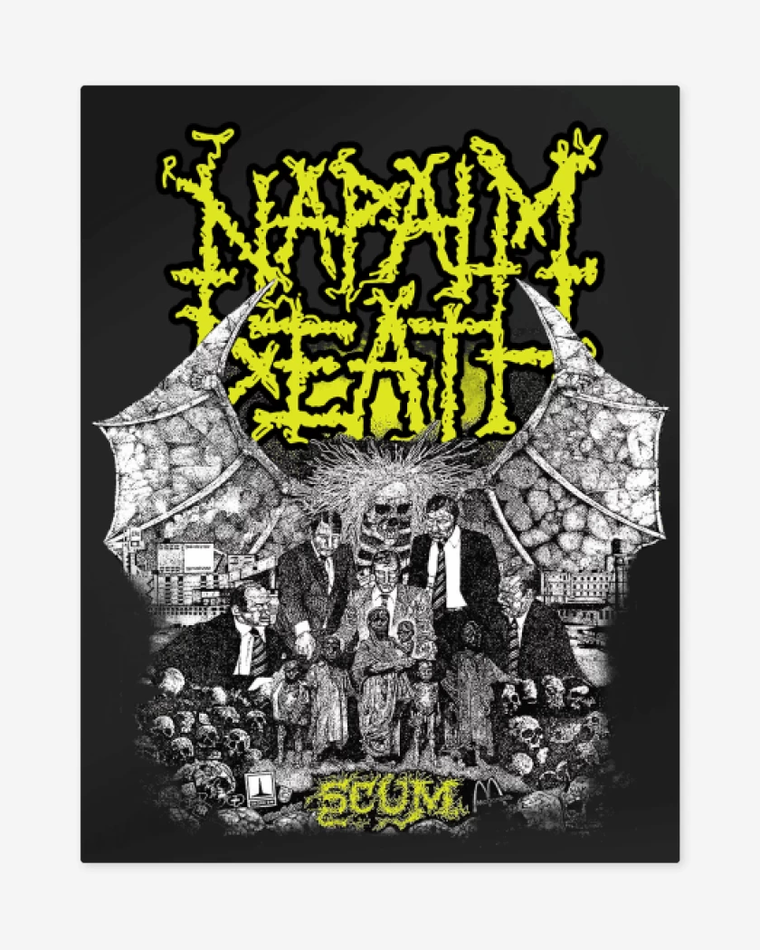 Print metalico Negro de Napalm Death Scum