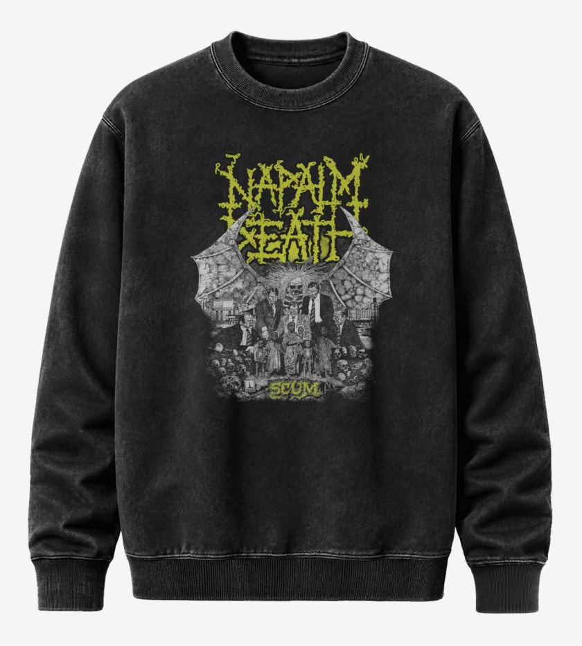Poleron Polo Acid Wash Negro de Napalm Death Scum