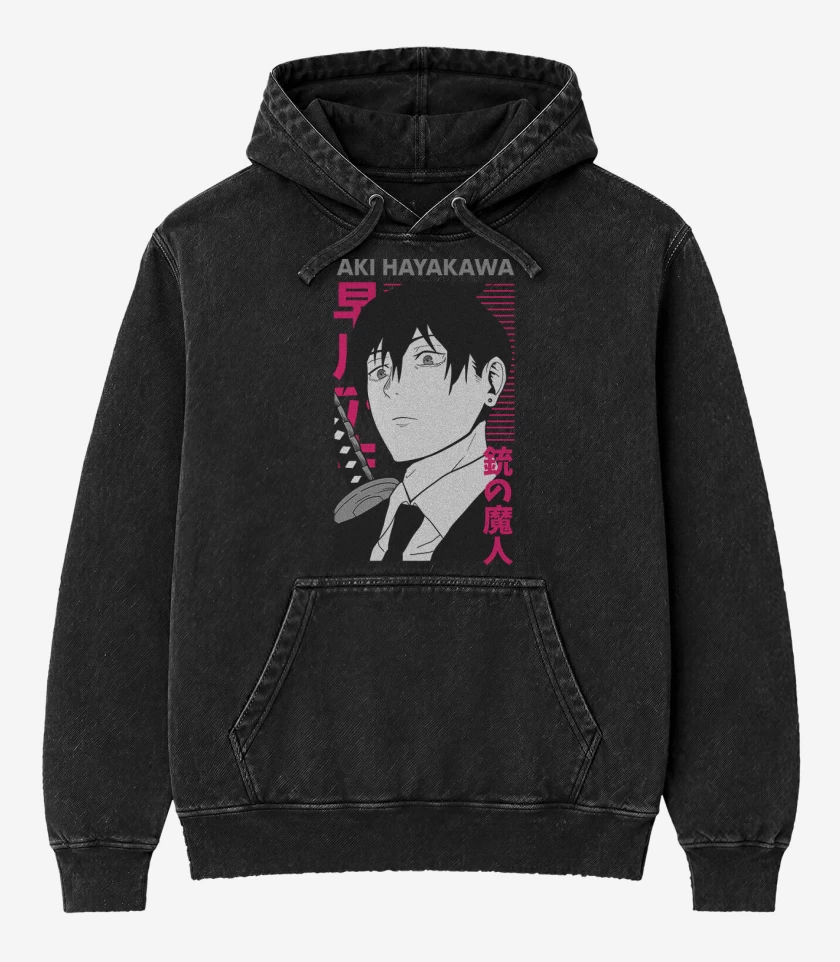 Poleron Canguro Acid Wash Negro de Aki Hayakawa 2