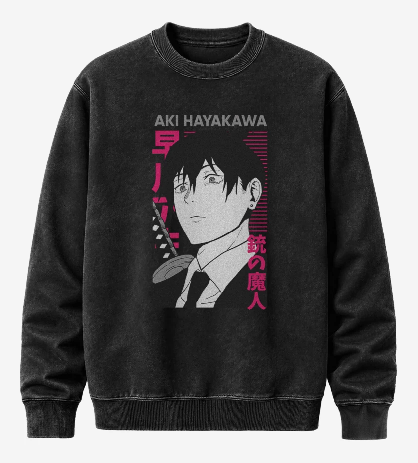 Poleron Polo Acid Wash Negro de Aki Hayakawa 2