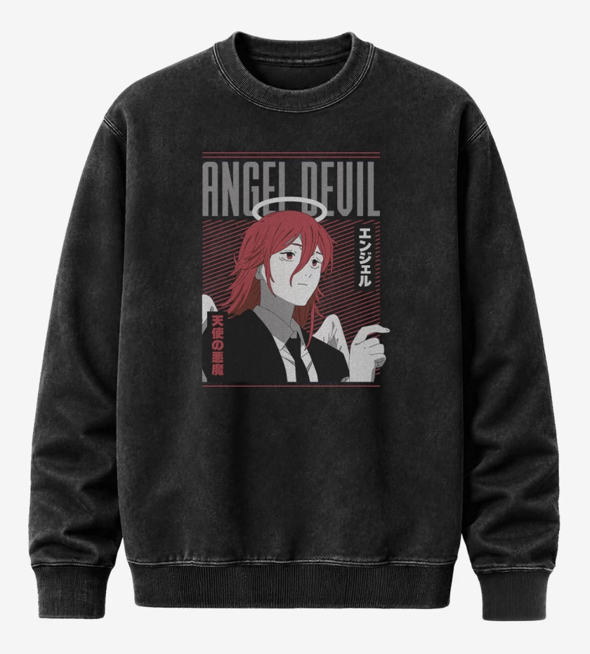 Poleron Polo Acid Wash Negro de Angel malo