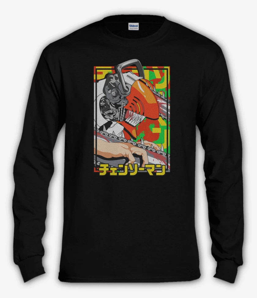 Polera manga larga Negro de Chain man
