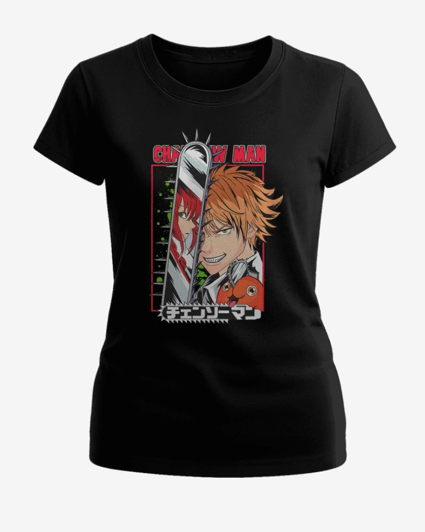 Polera de Mujer Negro de Chain Saw Denji