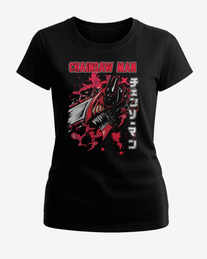Polera de Mujer Negro de Chain Saw man blood