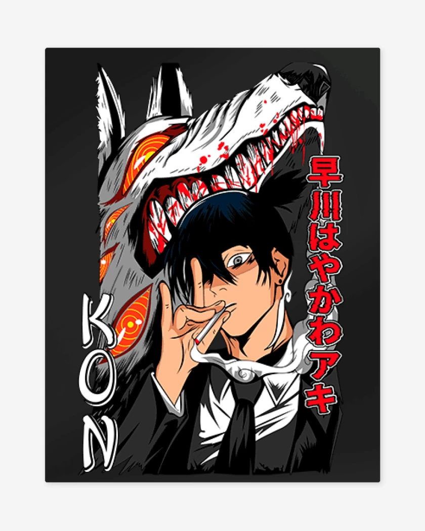 Print metalico Negro de Chainsawman Kon
