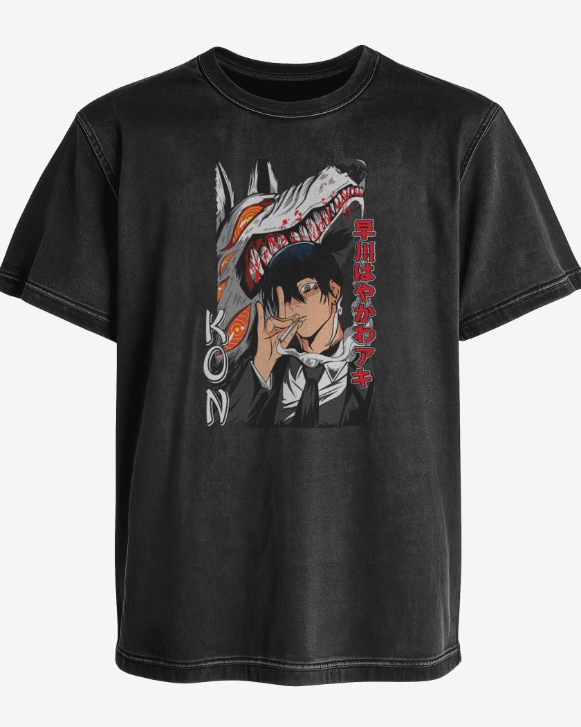 Polera desgastada Negro de Chainsawman Kon
