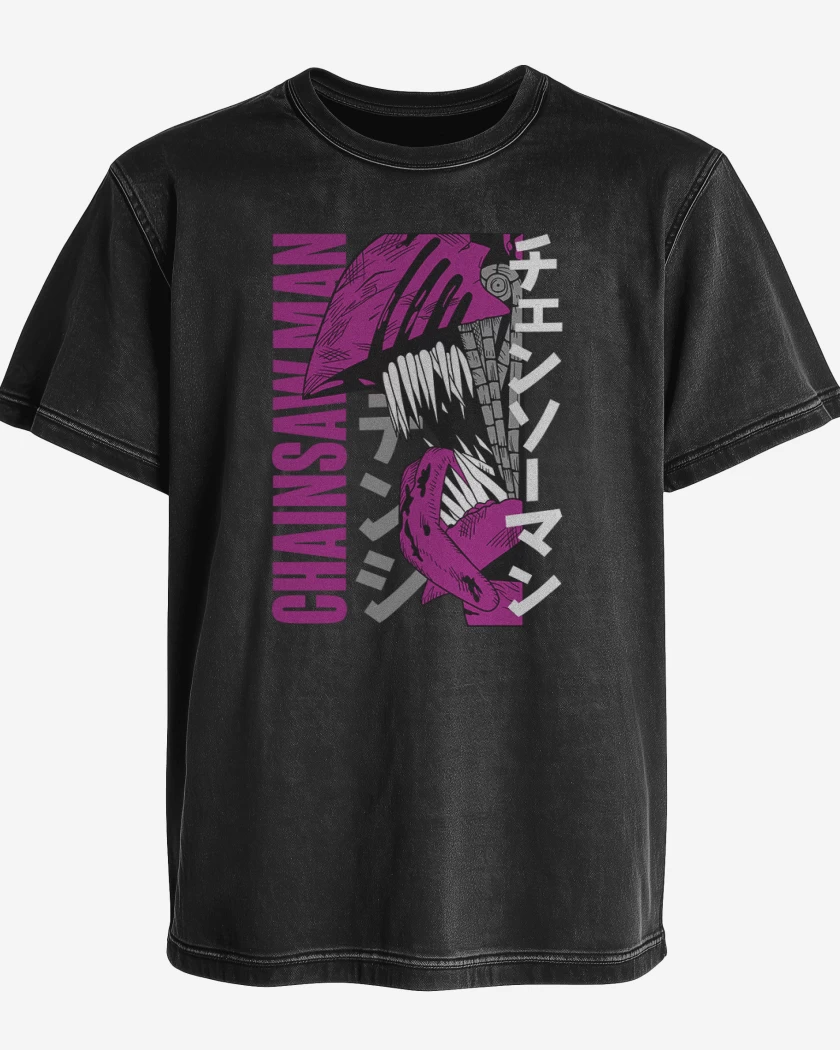 Polera desgastada Negro de Chainsaw