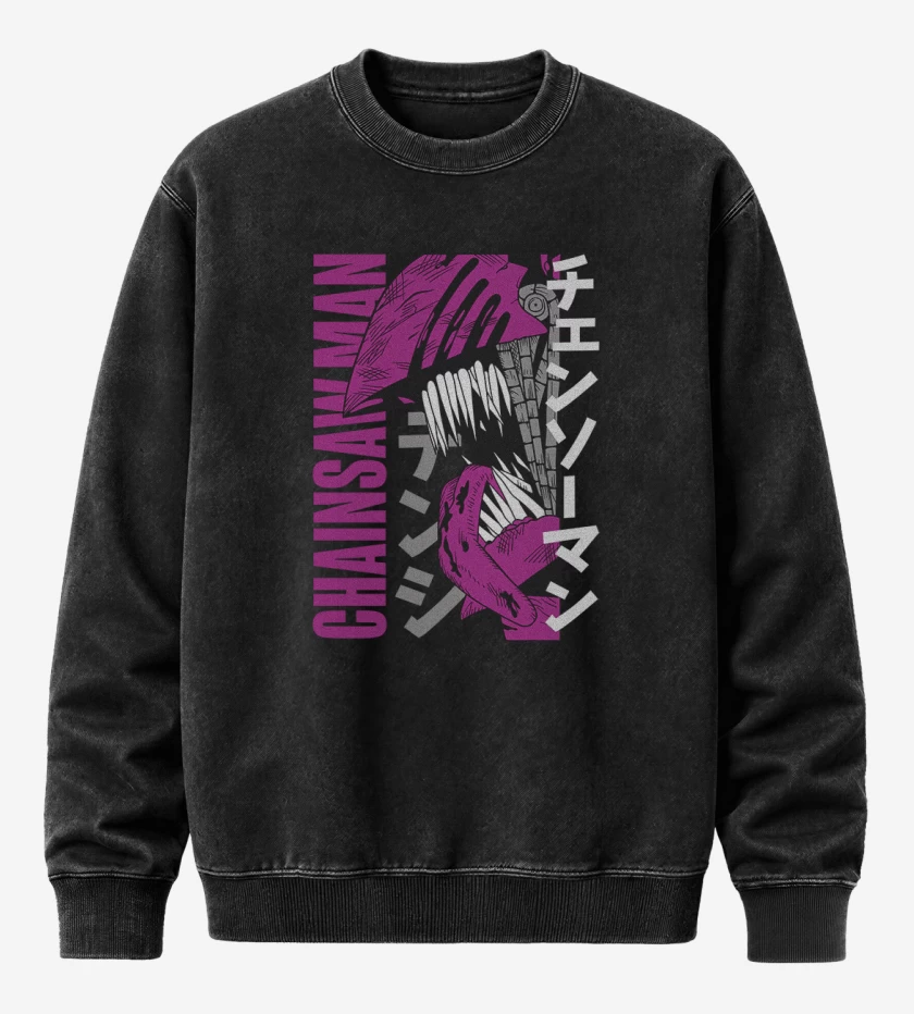 Poleron Polo Acid Wash Negro de Chainsaw
