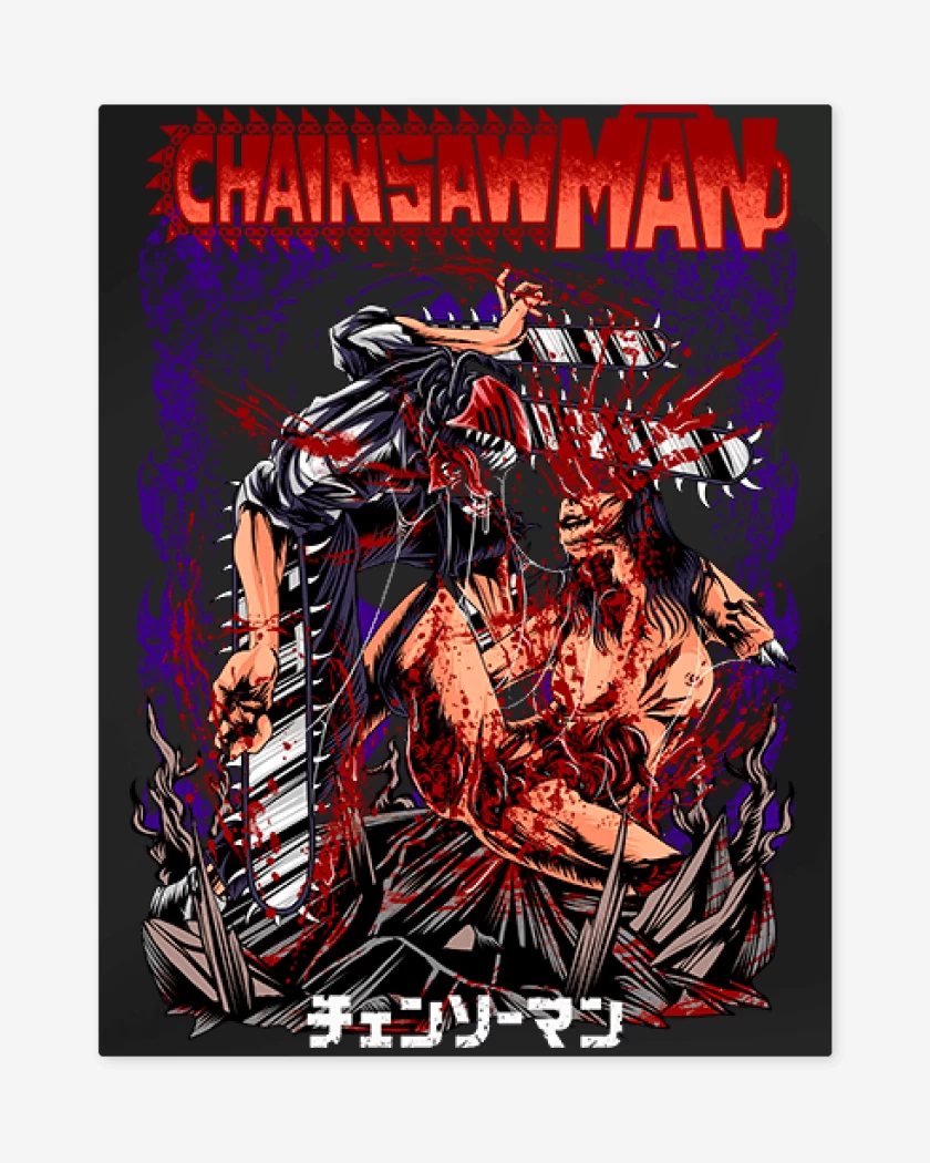 Print metalico Negro de Chainsawman gore